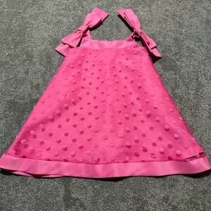 MAMA LUMA polkadot bow dress pink Easter dress size 5-6 so cute and fancy